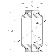 關(guān)節(jié)軸承 GE80-FO-2RS, 根據(jù) DIN ISO 12 240-1 標(biāo)準(zhǔn), 需維護(hù)，兩側(cè)唇密封