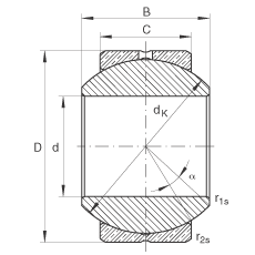 關(guān)節(jié)軸承 GE16-PB, 根據(jù) DIN ISO 12 240-1 標(biāo)準(zhǔn)，尺寸系列 K，需維護(hù)