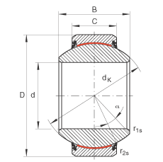 關(guān)節(jié)軸承 GE45-FW-2RS, 根據(jù) DIN ISO 12 240-1 標(biāo)準(zhǔn), 免維護(hù)，兩側(cè)唇密封