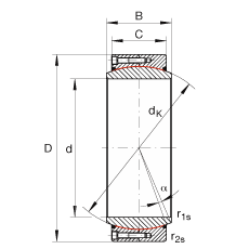 大的關(guān)節(jié)軸承 GE320-DW-2RS2, 根據(jù) DIN ISO 12 240-1 標(biāo)準(zhǔn), 免維護，兩側(cè)密封