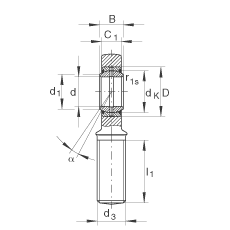 桿端軸承 GAR10-DO, 根據(jù) DIN ISO 12 240-4 標(biāo)準(zhǔn)，帶右旋外螺紋，需維護(hù)
