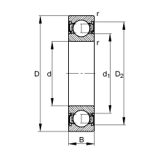 深溝球軸承 6313-2RSR, 根據(jù) DIN 625-1 標(biāo)準(zhǔn)的主要尺寸, 兩側(cè)唇密封