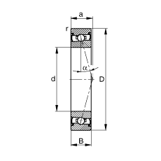 主軸軸承 HSS7012-C-T-P4S, 調(diào)節(jié)，成對安裝，接觸角 α = 15°，兩側(cè)唇密封，非接觸，加嚴(yán)公差