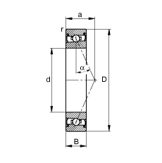 主軸軸承 HSS7021-E-T-P4S, 調(diào)節(jié)，成對(duì)安裝，接觸角 α = 25°，兩側(cè)唇密封，非接觸，限制公差