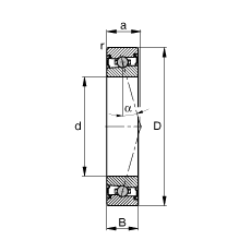 主軸軸承 HCS7001-C-T-P4S, 調(diào)節(jié)，成對安裝，接觸角 α = 15°，兩側(cè)唇密封，非接觸，限制公差