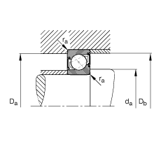 角接觸球軸承 7004-B-2RS-TVP, 接觸角 α = 40°, 兩側(cè)唇密封