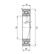 主軸軸承 HS71915-C-T-P4S, 調節(jié)，成對安裝，接觸角 α = 15°，限制公差