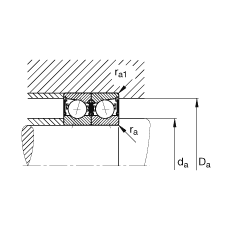 主軸軸承 B7205-E-2RSD-T-P4S, 調(diào)節(jié)，成對(duì)安裝，接觸角 α = 25°，兩側(cè)唇密封，非接觸，限制公差